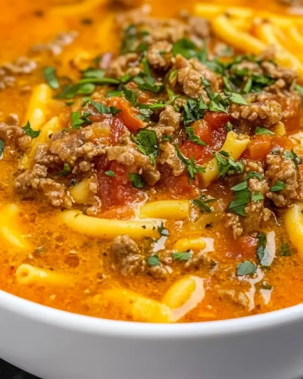 Beef & Tomato Macaroni Soup