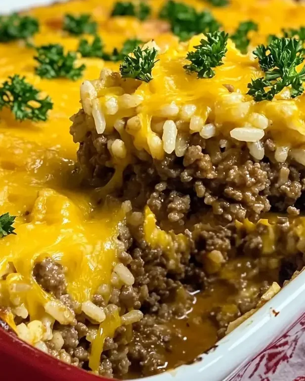 Best Cheesy Ground Beef and Rice Casserole