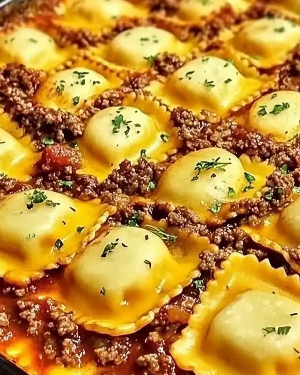 Cheesy Beef Ravioli Casserole