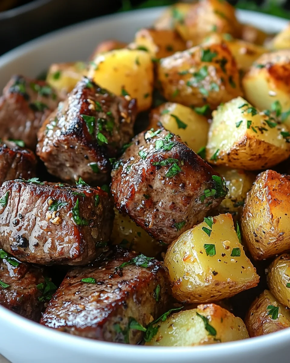 Air Fryer Garlic Butter Steak Bites With Crispy Potatoes - additional image