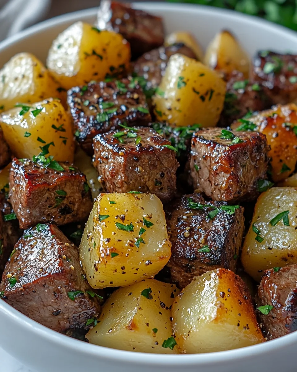 Air Fryer Garlic Butter Steak Bites With Crispy Potatoes - additional image