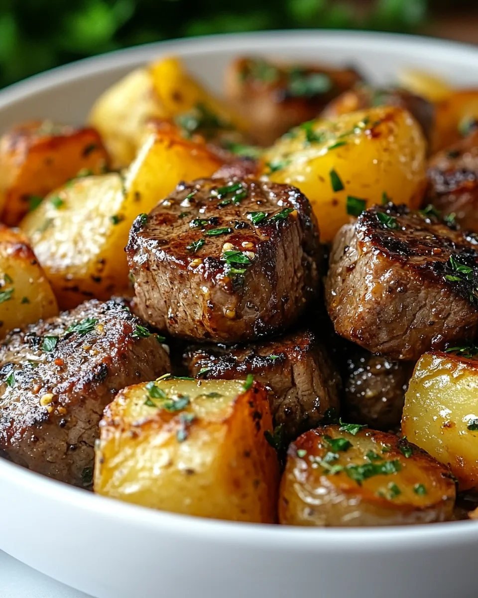 Air Fryer Garlic Butter Steak Bites With Crispy Potatoes - additional image