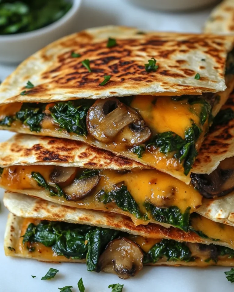 Simple Baked Spinach Mushroom Quesadillas