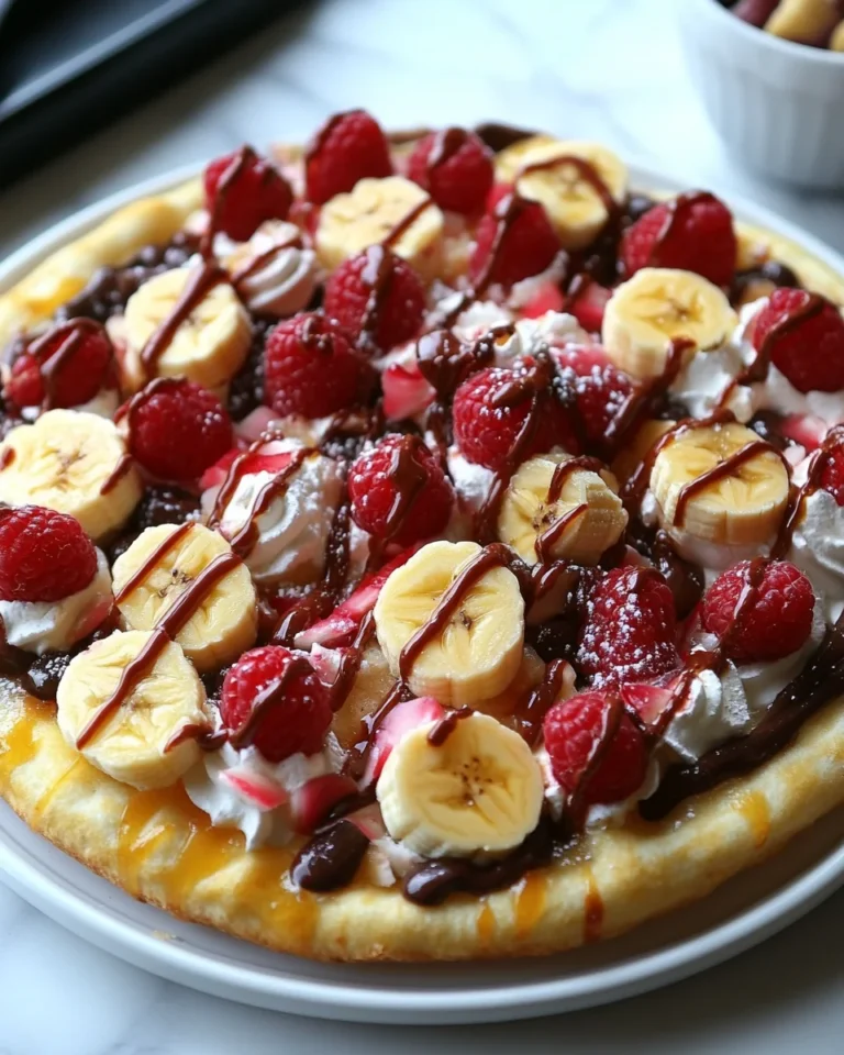Delicious Homemade Banana Split Dessert Pizza