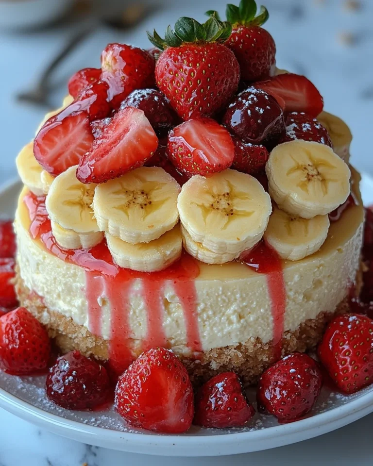 Fresh Banana Strawberry Cheesecake Delight