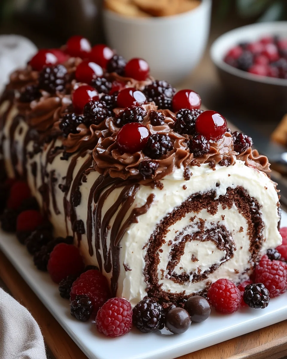 Delicious Homemade Black Forest Cream Roll Cake - additional image