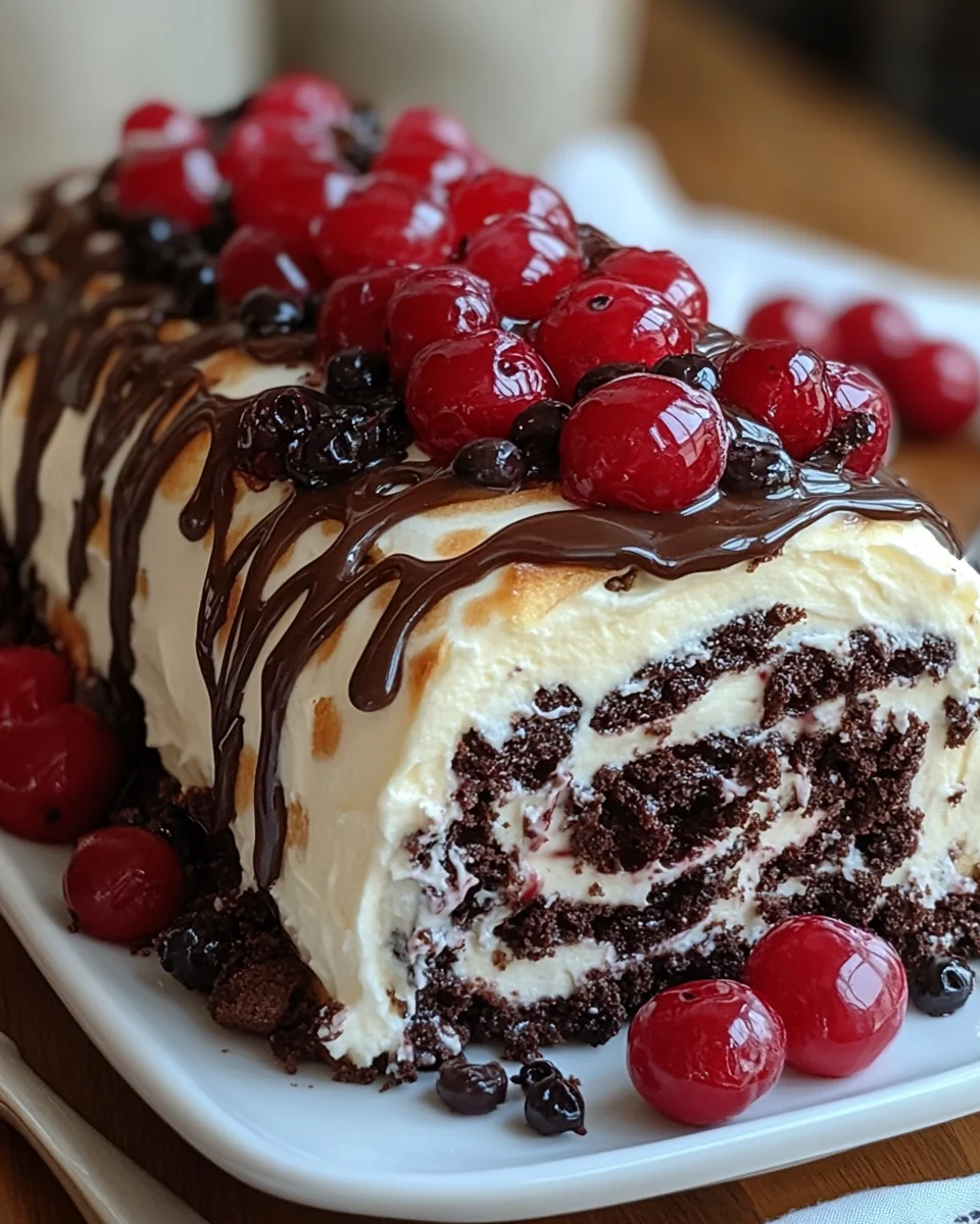 Delicious Homemade Black Forest Cream Roll Cake - additional image