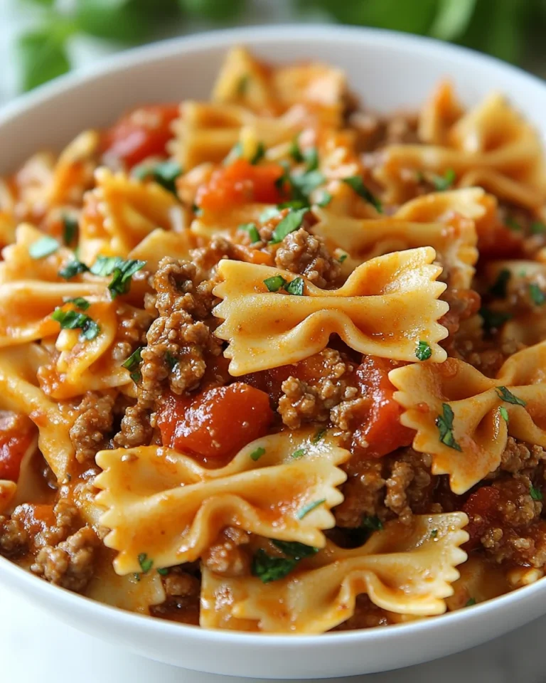 Simple Bowtie Pasta with Ground Beef