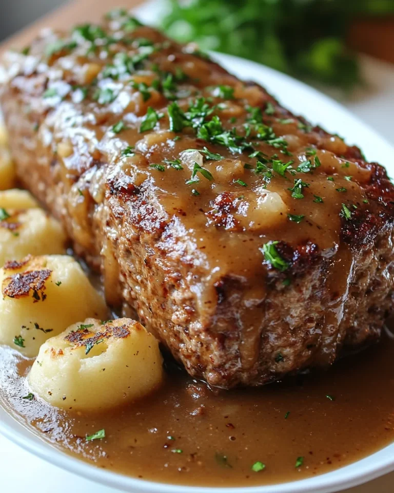 Simple Homemade Meatloaf with Rich Brown Gravy