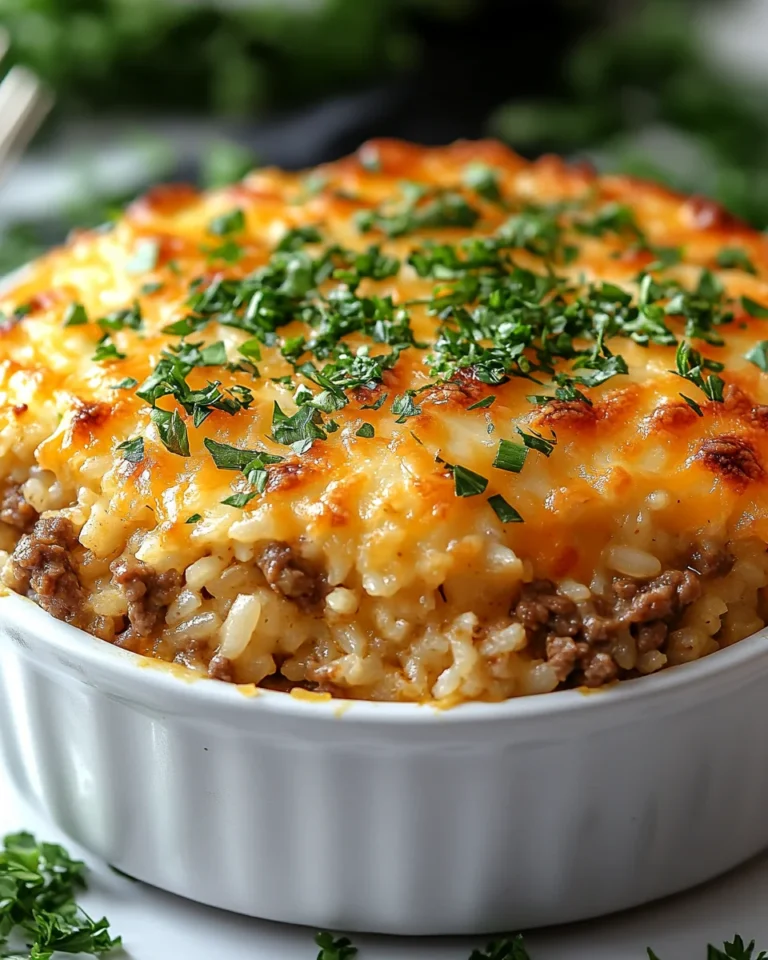 Cheddar Crusted Ground Beef and Rice Casserole Recipe