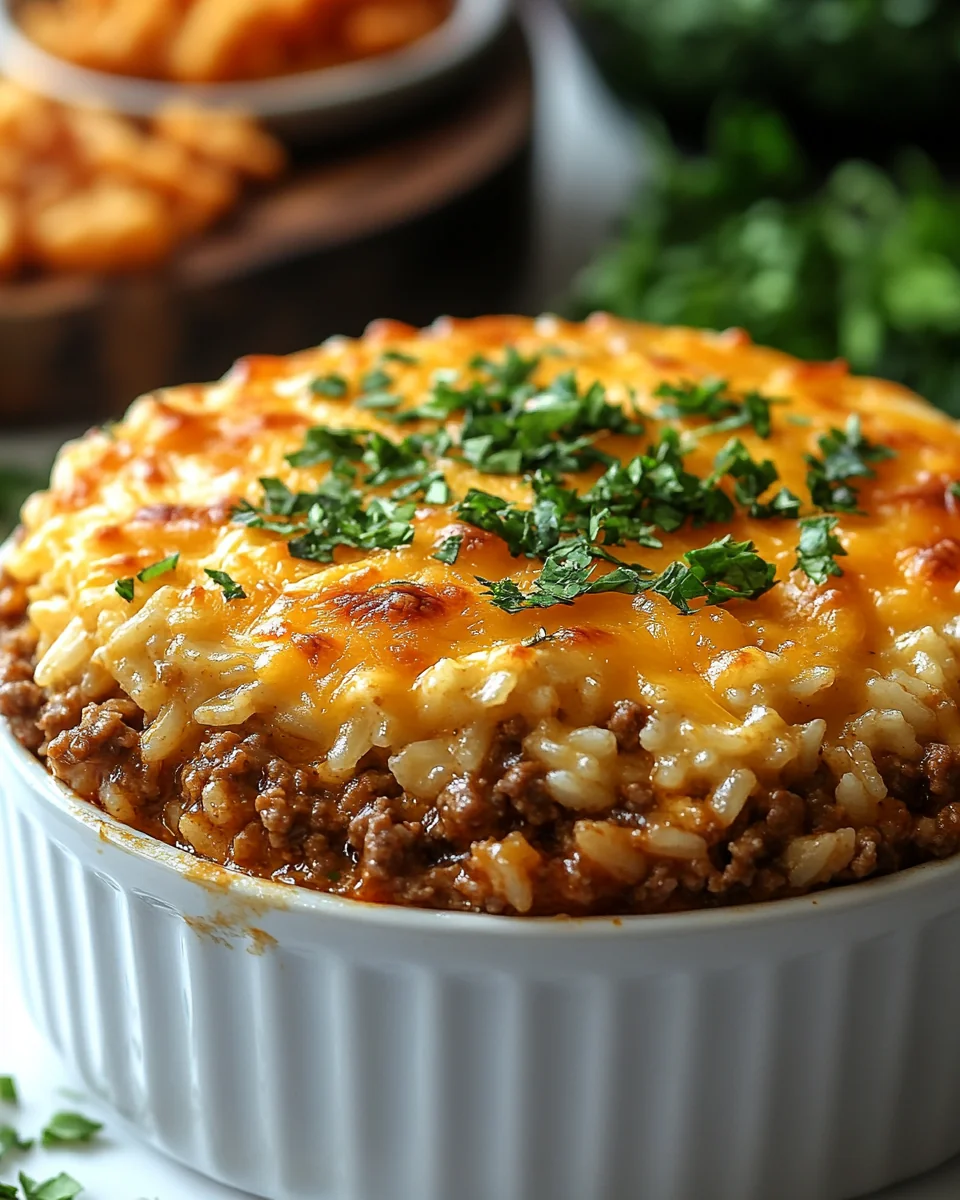 Cheddar Crusted Ground Beef and Rice Casserole Recipe - additional image
