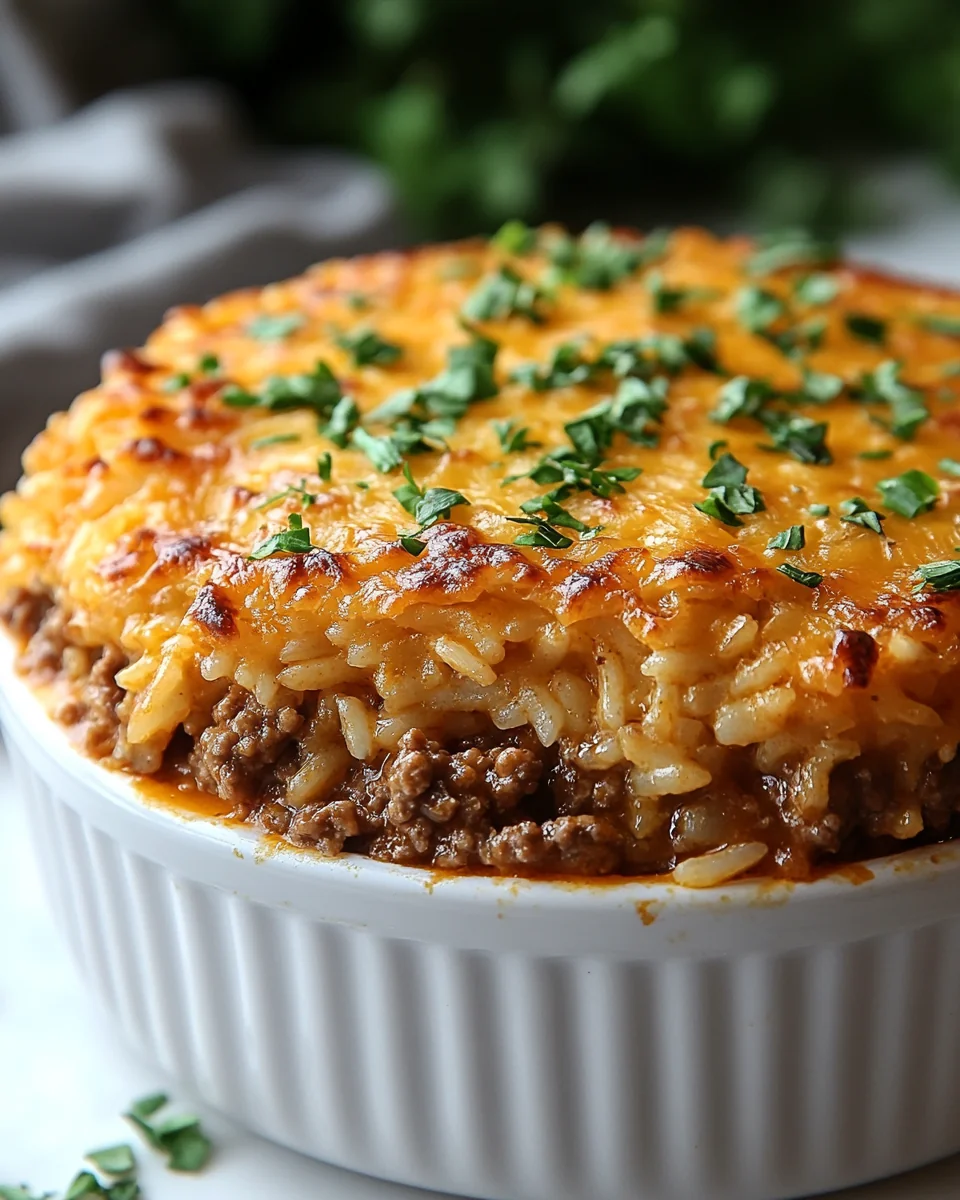 Cheddar Crusted Ground Beef and Rice Casserole Recipe - additional image