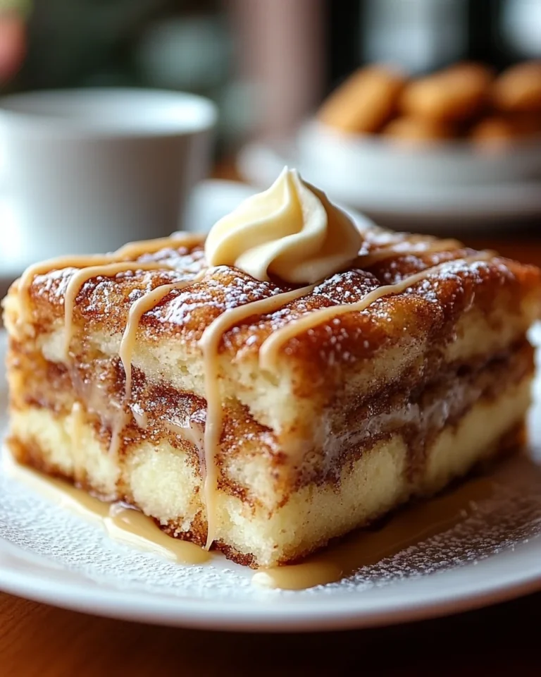 Cinnamon Roll Gooey Butter Cake With Creamy Cheese Drizzle