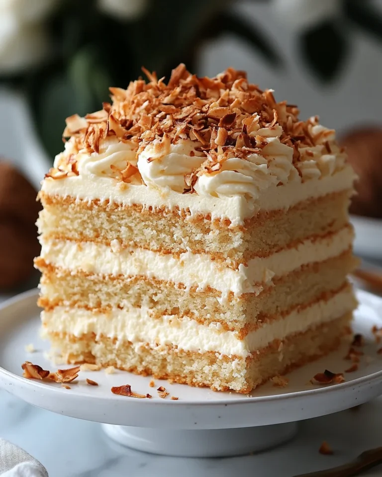 Homemade Coconut Cream Cake With Fresh and Creamy Frosting