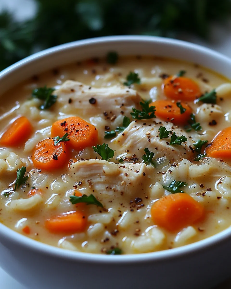 Creamy Chicken and Brown Rice Soup Recipe Made From Scratch - additional image