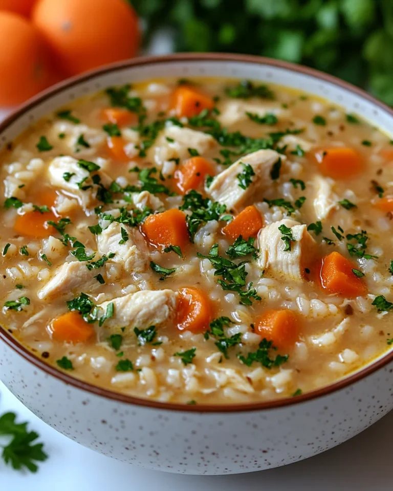 Creamy Chicken and Brown Rice Soup Recipe Made From Scratch