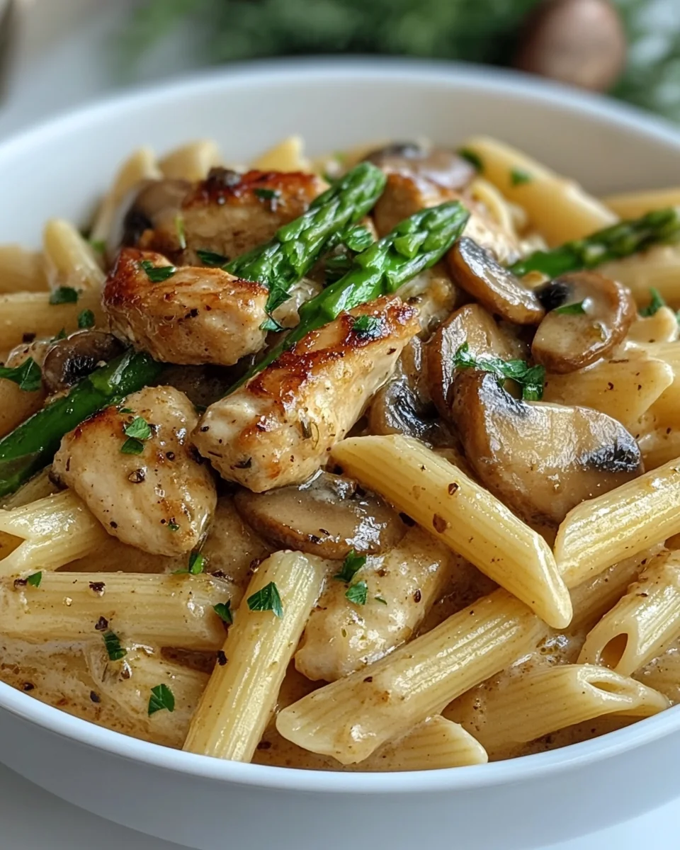 Creamy Mushroom Asparagus Chicken Pasta Delight - additional image