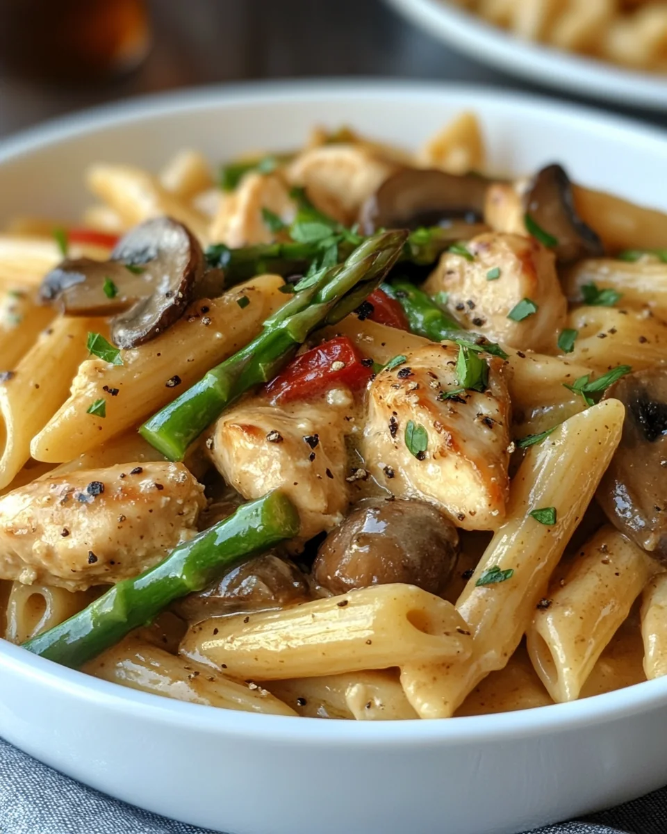 Creamy Mushroom Asparagus Chicken Pasta Delight - additional image