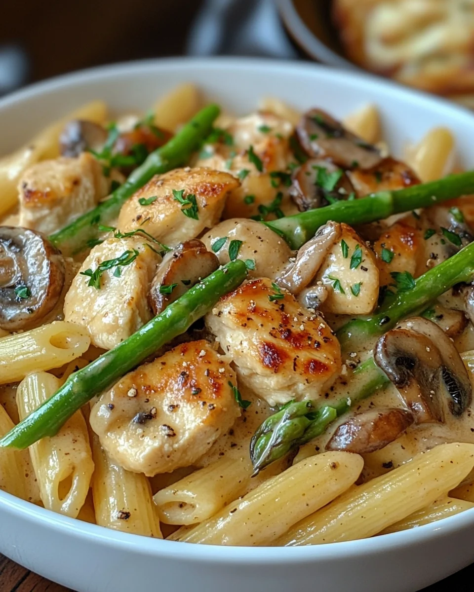 Creamy Mushroom Asparagus Chicken Pasta Delight - additional image