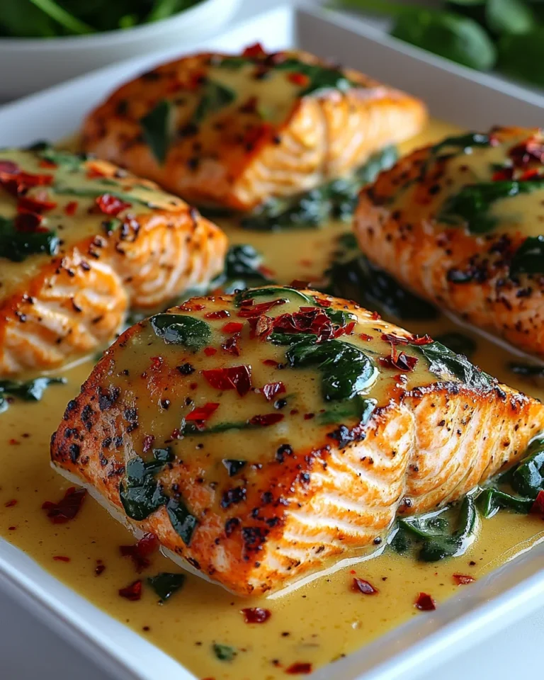 Creamy Spinach and Roasted Red Pepper Salmon Delight
