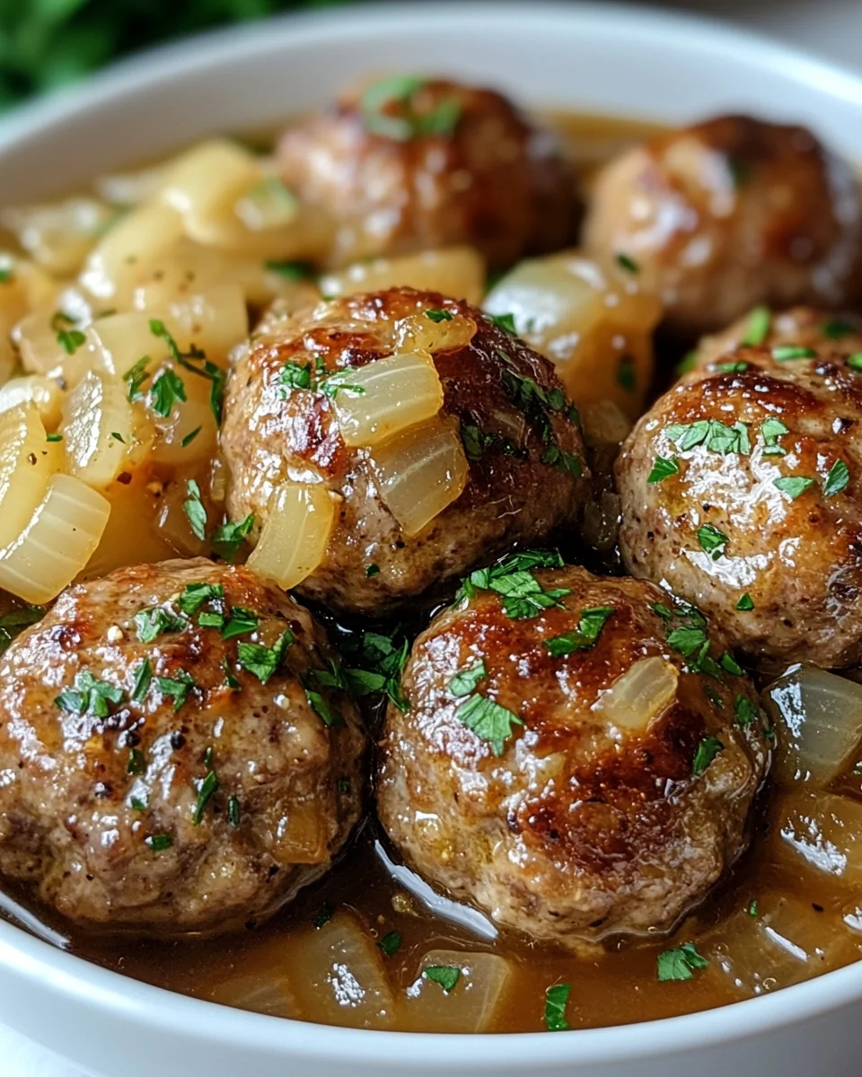 Savory Crock Pot French Onion Beef Meatballs - additional image