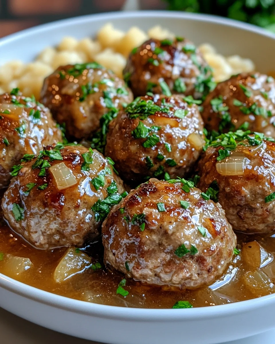 Savory Crock Pot French Onion Beef Meatballs - additional image