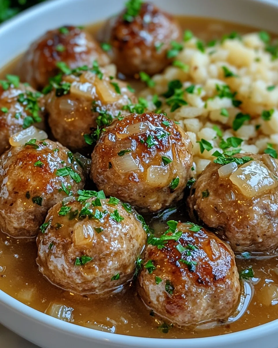 Savory Crock Pot French Onion Beef Meatballs - additional image