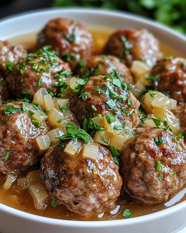 Savory Crock Pot French Onion Beef Meatballs