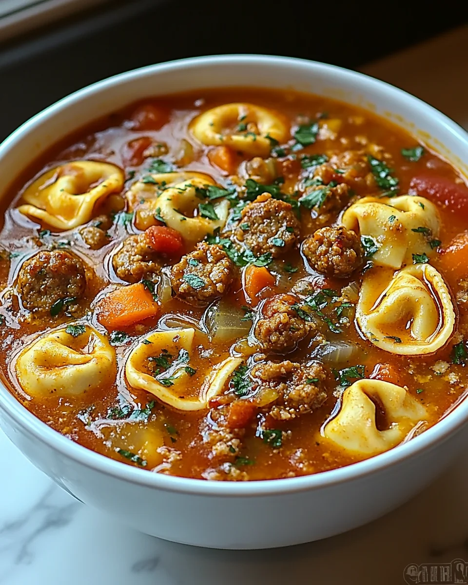 Hearty Homemade Sausage Cheese Tortellini Soup - additional image