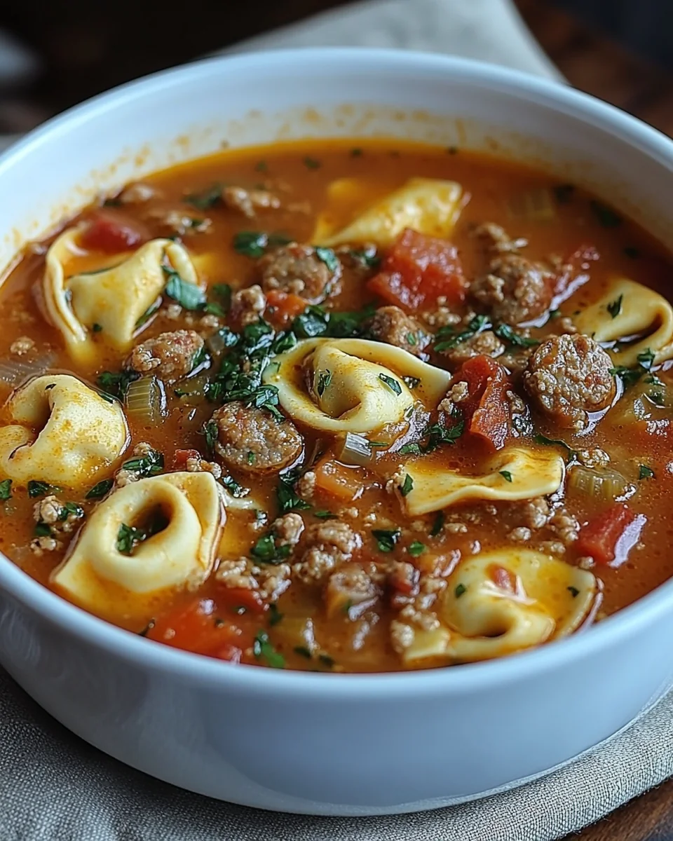 Hearty Homemade Sausage Cheese Tortellini Soup - additional image