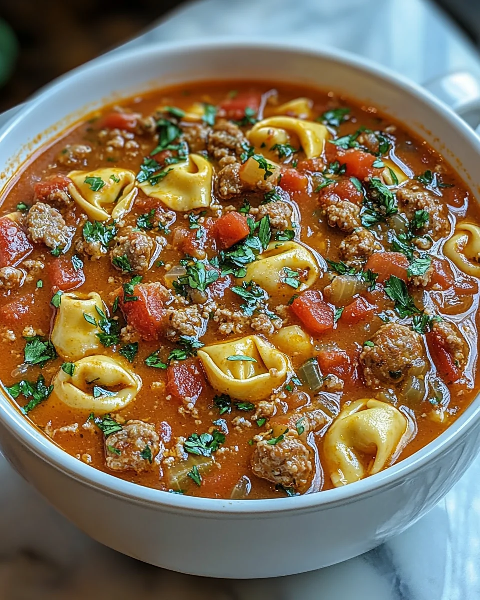 Hearty Homemade Sausage Cheese Tortellini Soup - additional image