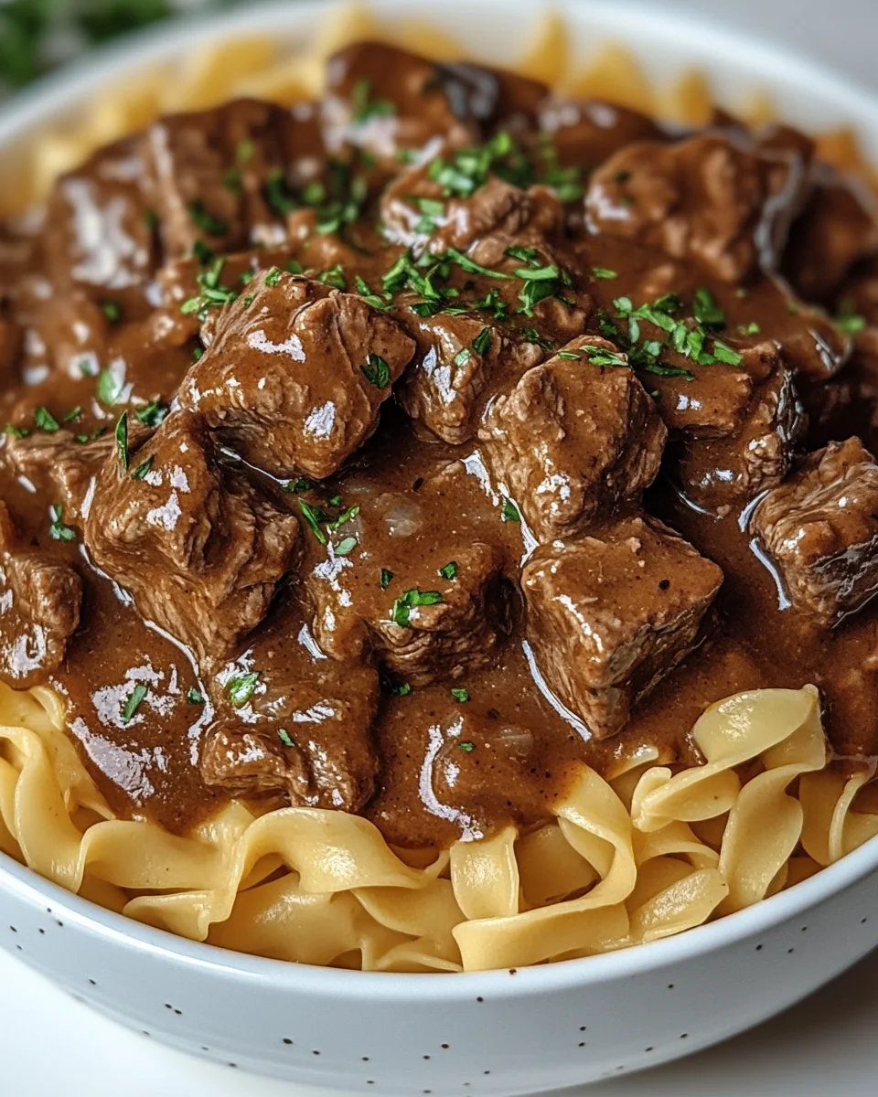 Homemade Beef Tips and Noodles in the Slow Cooker - additional image