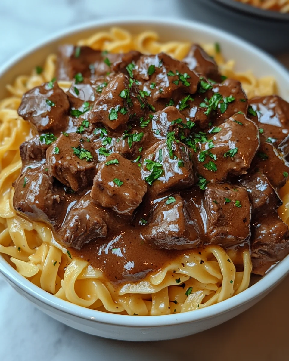 Homemade Beef Tips and Noodles in the Slow Cooker - additional image