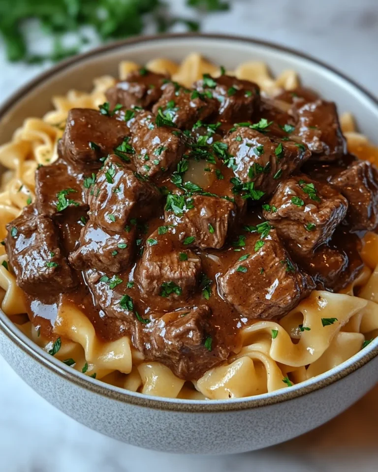 Homemade Beef Tips and Noodles in the Slow Cooker