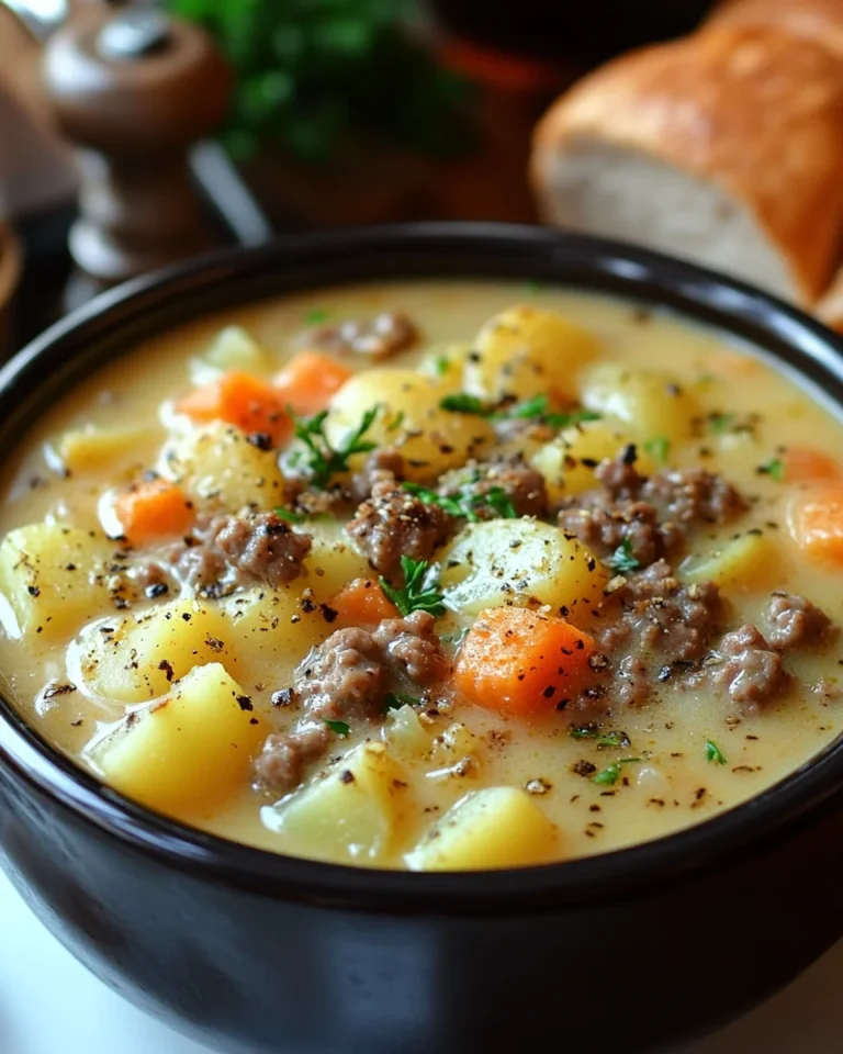 Creamy Potato Hamburger Soup Made Simple in the Crockpot