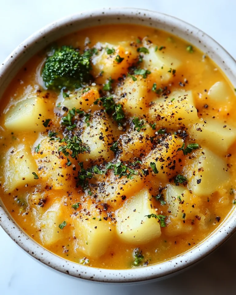 Homemade Cheesy Potato Broccoli Soup in the Slow Cooker