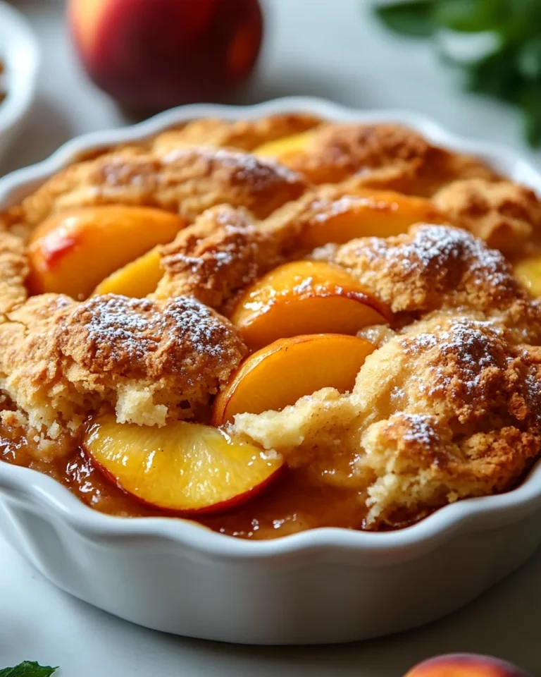 Simple Peach Cobbler Made with Cake Mix