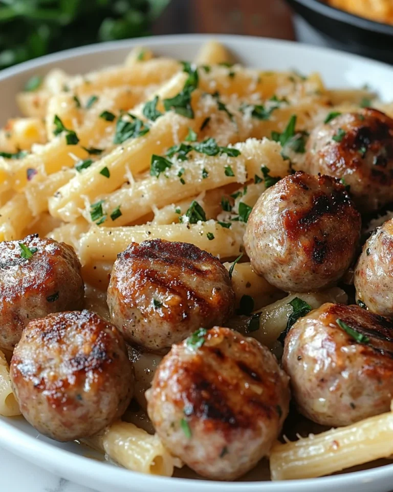 Garlic Butter Sausage Bites with Creamy Parmesan Pasta