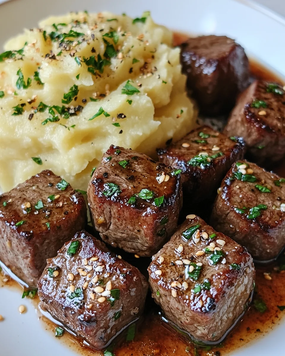Garlic Butter Steak Bites with Creamy Mashed Potatoes - additional image