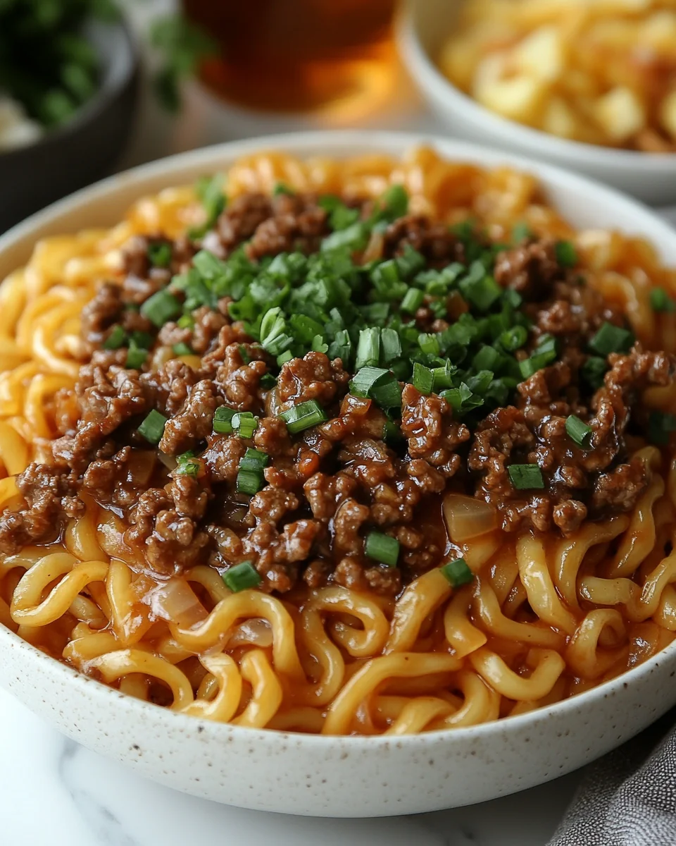 Savory Mongolian Ground Beef Noodles Made From Scratch - additional image