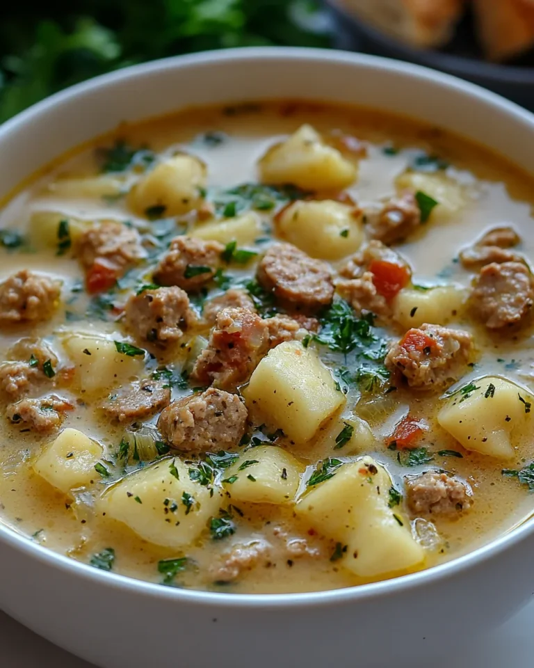 Healthy Tuscan Soup with Turkey Sausage and Fresh Vegetables