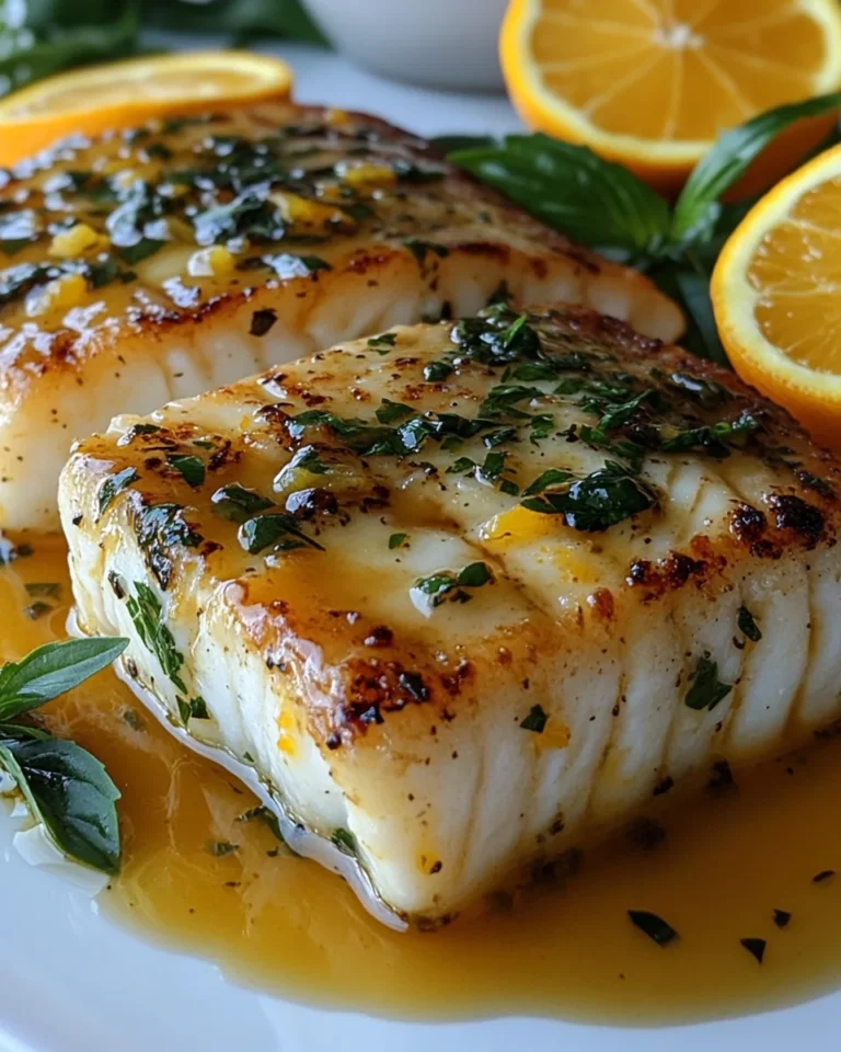 Pan-Fried Cod with Fresh Citrus Basil Butter Sauce