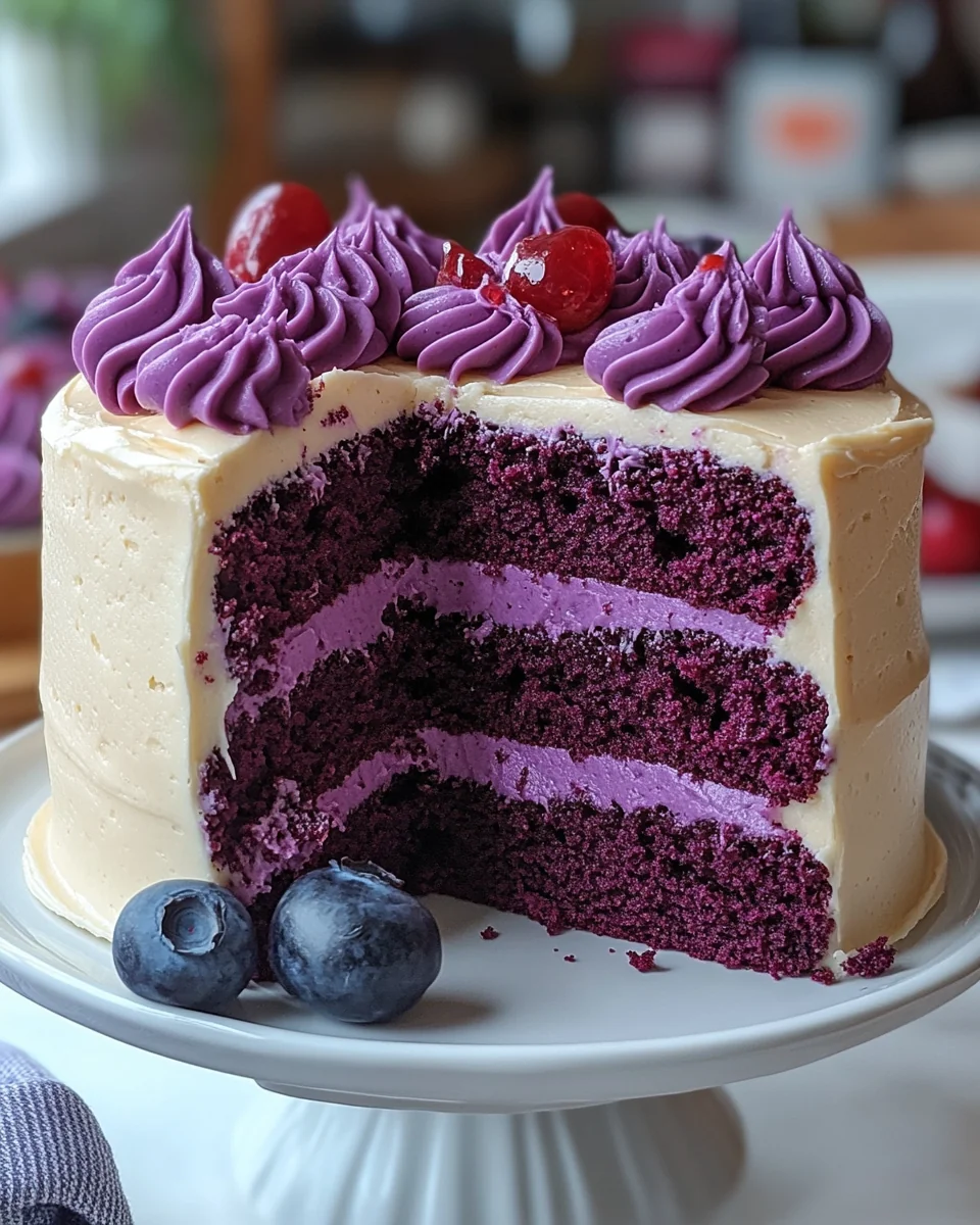 Delicious Purple Velvet Cake with Cream Cheese Frosting - additional image