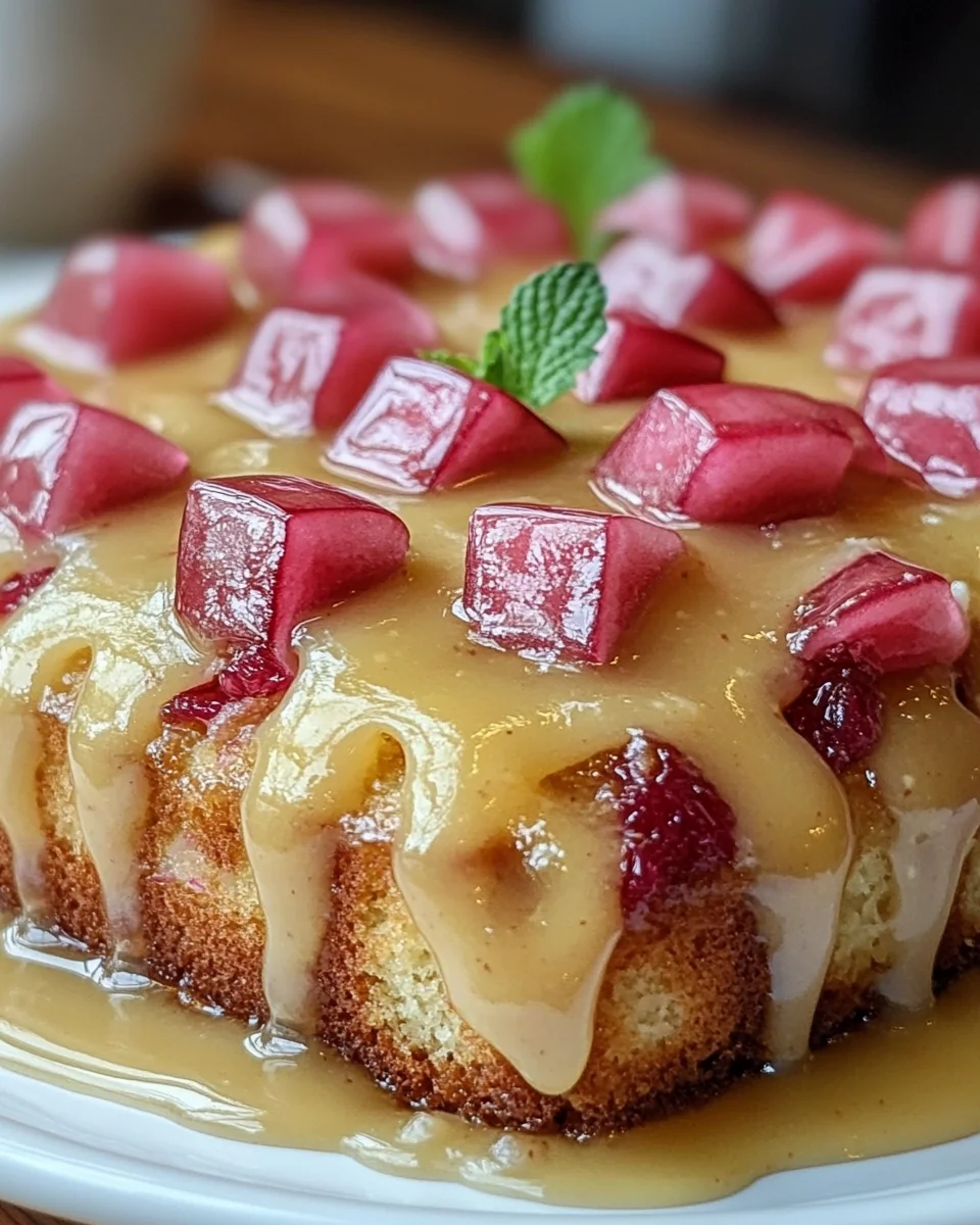 Homemade Rhubarb Cake with Creamy Butter Sauce - additional image