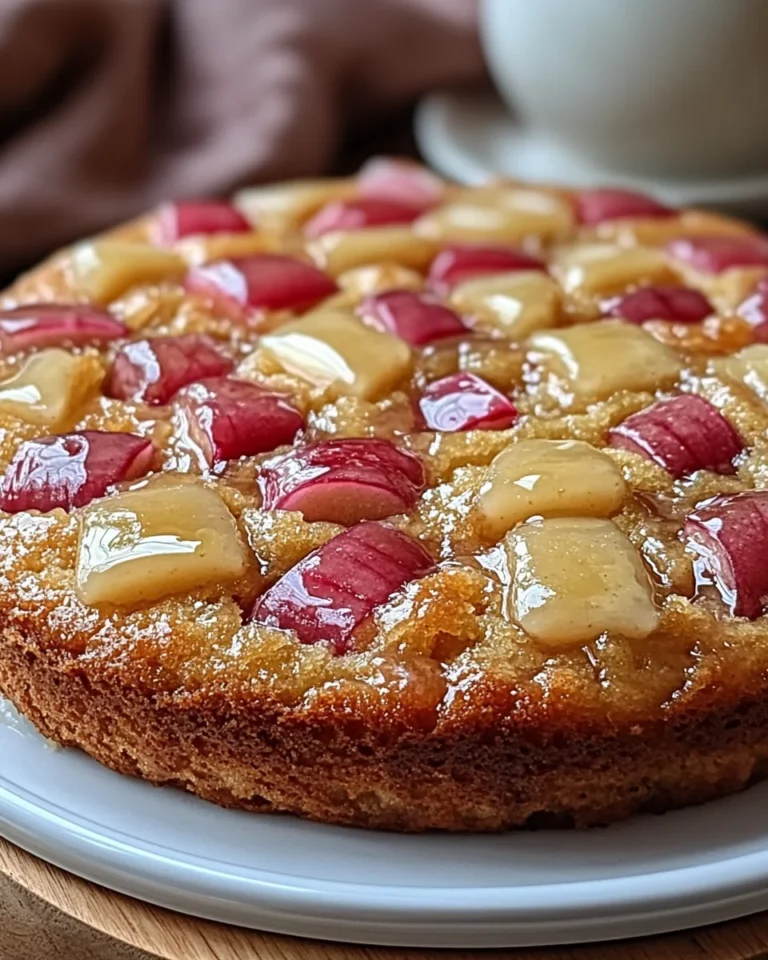 Homemade Rhubarb Cake with Creamy Butter Sauce