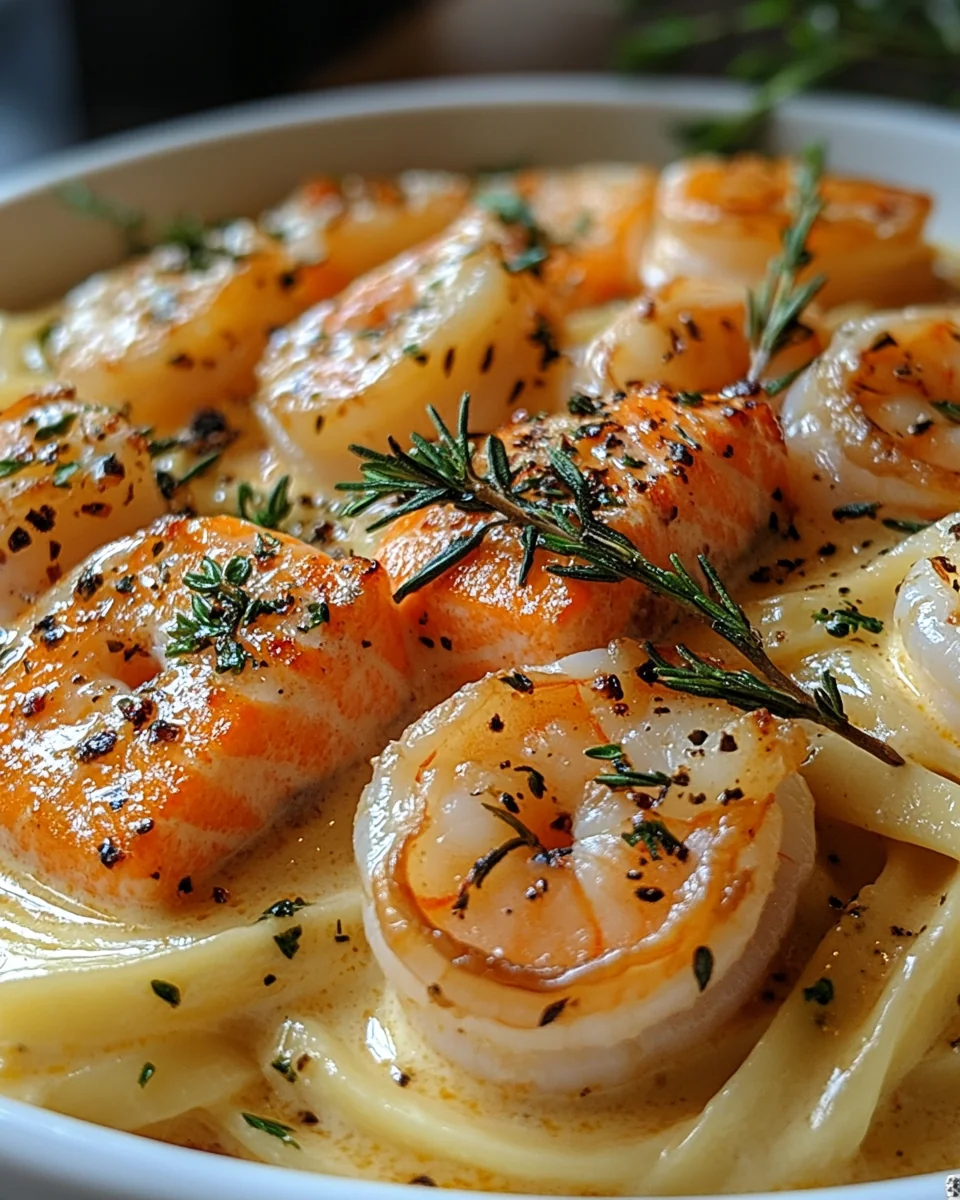 Creamy Salmon and Shrimp Alfredo Made from Scratch - additional image
