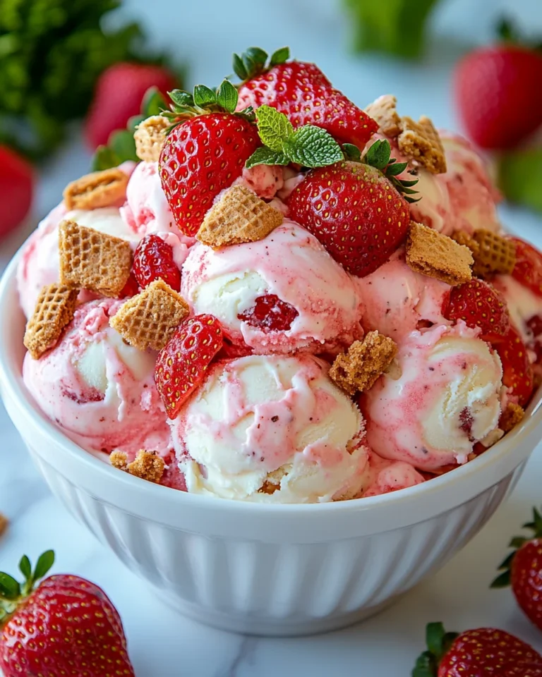 Homemade Strawberry Shortcake Ice Cream Delight