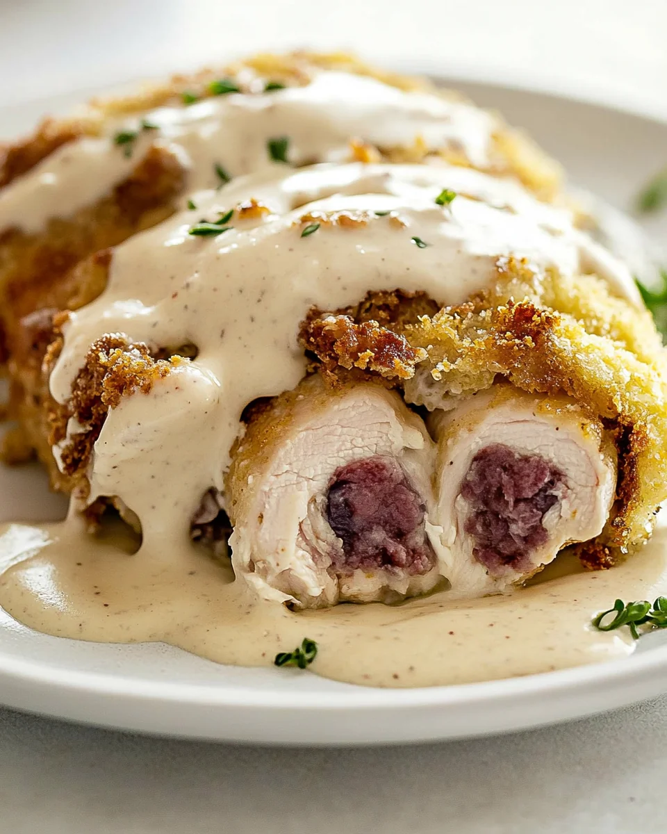 Air Fryer Chicken Cordon Bleu with Creamy Swiss Cheese Sauce - additional image