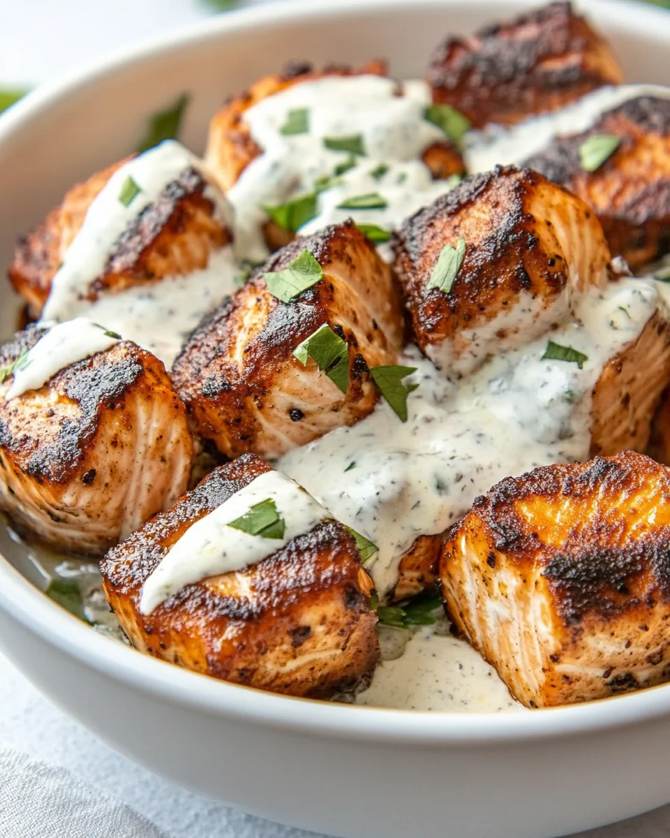 Air Fryer Salmon Bites With Creamy Garlic Sauce - additional image