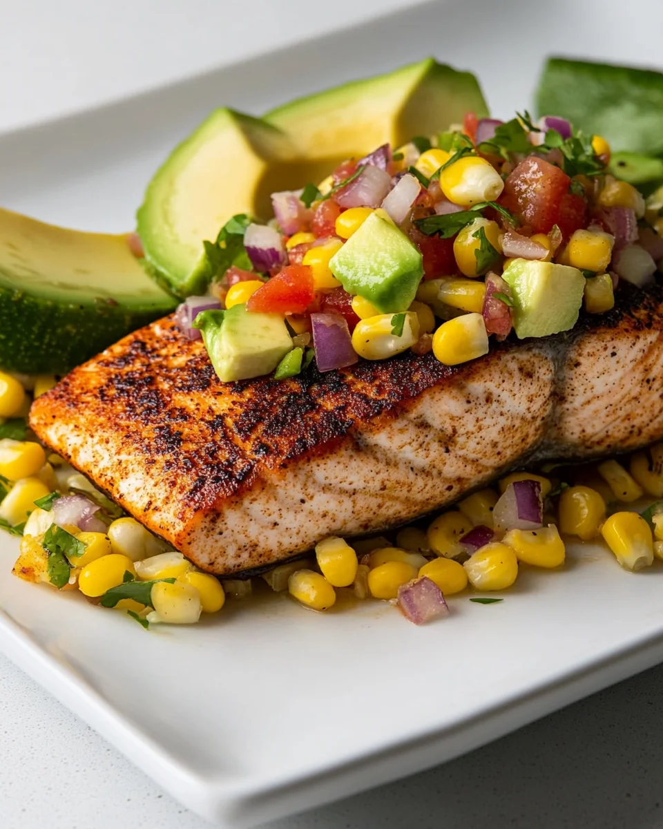 Blackened Salmon with Fresh Avocado Corn Salsa - additional image